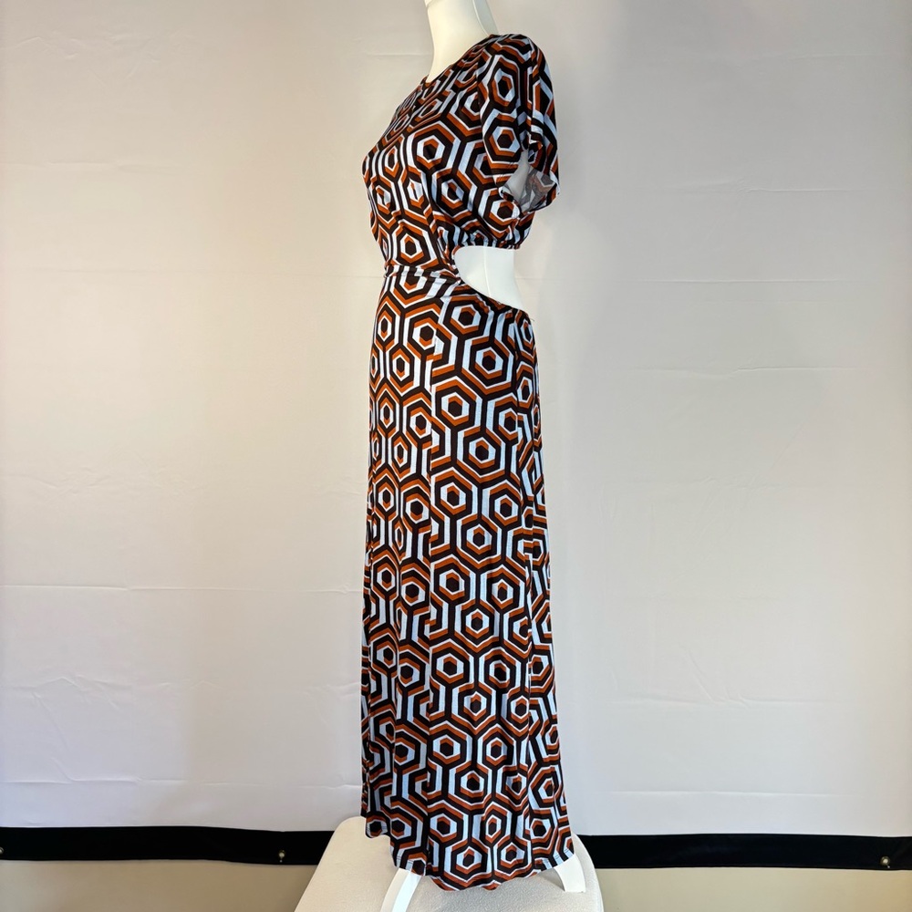 NWOT Retro Souvenir Italy Maxi Dress S - M • Cut-Out Back • Made in Italy